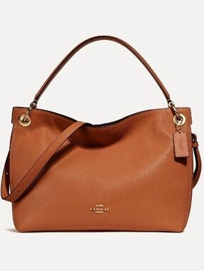 Coach Pebbled Leather Clarkson Boho Shoulder Bag In Brass/Clay
